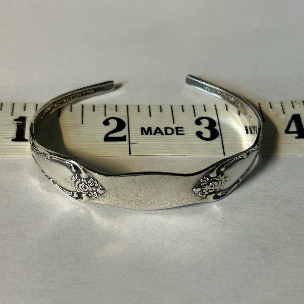 Vintage Silver Floral Cuff Bracelet- Oneida flatware
